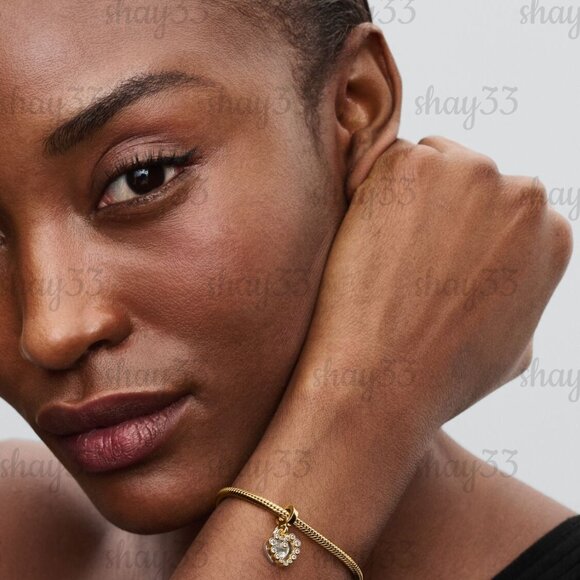 Pandora Sparkling Heart Double Dangle Charm - Picture 5 of 6